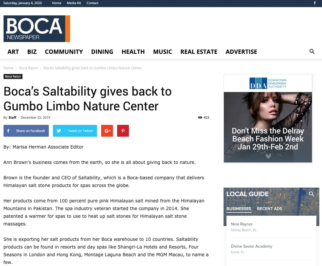 A Big Thank-You to Boca Newspaper and Editor