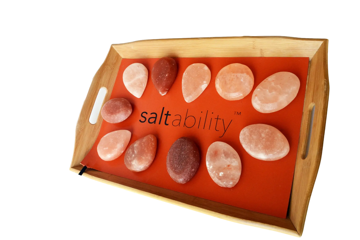 Saltability Himalayan Salt Stone Massage Warmer Bamboo Tray