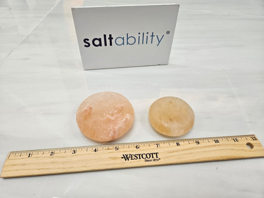 Himalayan salt stones worn down after use for massage