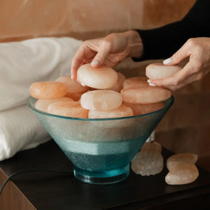 Himalayan salt stone warmer with massage stones