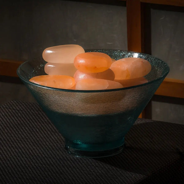 Massage stone warmer with heated Himalayan salt stones